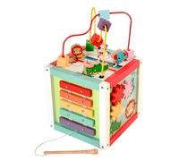 Fisher Price 181A Wooden 5-in-1 Activity Cube Toddler Educational Centre with Bead Maze Sorting Games and Xylophone Age 18 Months + Multicolour 43