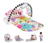 Fisher-Price Baby Activity Mat Glow and Grow Kick & Play Piano Gym, Portable Musical Toy with Smart Stages Learning, Ages 0+ Months, Pink, Queens English Version, HYH63