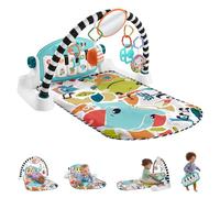 Fisher-Price Baby Activity Mat Glow and Grow Kick & Play Piano Gym, Portable Musical Toy with Smart Stages Learning, Ages 0+ Months, Blue, Queens English Version, HYH62