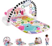 Fisher-Price Baby Activity Mat Glow and Grow Kick & Play Piano Gym, Portable Musical Toy with Smart Stages Learning, Ages 0+ Months, Pink