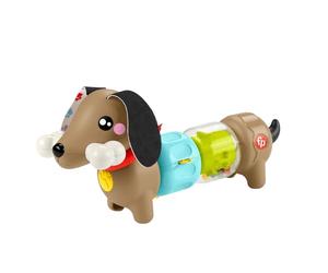 Fisher-Price Baby Sensory Toy FP Pets Click & Spin Activity Pup with Fine Motor Activities for Infants Ages 6+ Months, HTW91