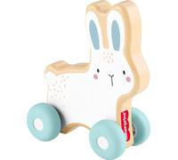 Fisher-Price Baby Toy Wooden Push-Along Bunny, Wood Vehicle for Crawling Developmental Play for Infants Ages 6+ Months, JDM52