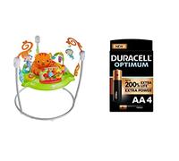 Fisher-Price CHM91 Roaring Rainforest Jumperoo, New-Born Baby Activity Centre with Music and Lights, Duracell Optimum AA Alkaline Batteries [Pack of 4] 1.5 V LR6 MN1500