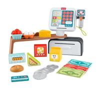 Fisher-Price Count & Shop Cash Register Learning Toy, Multilanguage | English, French, German, Italian, Dutch, 20 Play Pieces, Educational Pretend Play, Toddlers Ages 2+ Years, JGW97