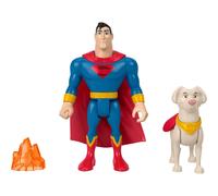 DC Comics Fisher-Price DC League of Super-Pets Superman & Krypto, set of 2 poseable figures with accessory for preschool kids ages 3 years and up