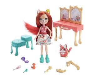 Fisher-Price Enchantimals GYJ05 - Royal Dressing Table Playset with Fabrina Fox Doll (approx. 15.2 cm) and 1 Animal, Toy for Children from 4 Years
