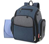 Fisher-Price Fastfinder 3 Piece Set Diaper Bag Backpack for Moms & Dads with Changing Pad and Wipes Pocket, Blue, L, Everyday Use