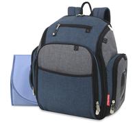 Fisher-Price Fastfinder 3 Piece Set Diaper Bag Backpack for Moms & Dads with Changing Pad and Wipes Pocket (Blue)
