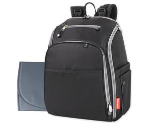 Fisher-Price Fastfinder 3 Piece Set Diaper Bag Backpack for Moms & Dads with Changing Pad and Wipes Pocket, Black/Grey, L, Modern
