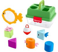 Fisher-Price Baby Toy Friendship Forest Tackle Box Shape Sorter Activity with Fishing Net & 6 Blocks for Infants Ages 6+ Months, JLB85