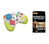 Fisher-Price FWG12 Game and Learn Controller, Teaching First Words, Letters, Numbers, Colours and Shapes with Songs and Sounds, Duracell Optimum AAA Alkaline Batteries [Pack of 4], 1.5 V LR03 MN2400