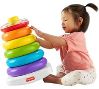 Fisher-Price Giant Rock-a-Stack Toddler Toy | Roly-Poly Base & 6 Rings, 14+ Inches Tall, Stacking Activity, Fine & Gross Motor Skills, Infants Ages 1+ Years, GJW15