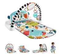 Fisher-Price Baby Activity Mat Glow and Grow Kick & Play Piano Gym, Portable Musical Toy with Smart Stages Learning, Ages 0+ Months, Blue, Queens English Version, HYH62