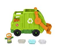 Fisher-Price HJN47 Little People Recycling Truck, Multilingual Version, Push On Music Toy for Toddlers and Preschool Children from 1 Year, Green