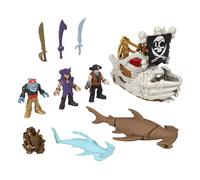 Fisher-Price Imaginext Billy Bones Pirate Bundle Playset with 3 Action Figures & Toy Boat with Skeleton Hands and Launcher, 7 Accessories, JLC51