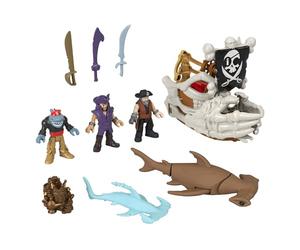 Fisher-Price Imaginext Billy Bones Pirate Bundle Playset with 3 Action Figures & Toy Boat with Skeleton Hands and Launcher, 7 Accessories, JLC51