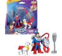 Fisher-Price Imaginext DC Super Friends, Metal Force Action Figures & Accessory Set with 3-inch Superman, Krypto Super Dog & Grabbing Tool