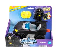 Fisher-Price Imaginext DC Super Friends Metal Force Batmobile Toy Car, 3-inch Batman Action Figure & Accessories Set, Includes Launcher & 2 Discs, JF