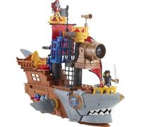 Fisher-Price Imaginext Preschool Toy Shark Bite Pirate Ship Playset with Figure