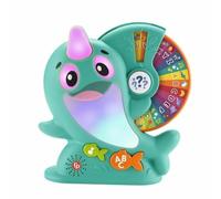 Fisher-Price Interactive Narwhal Toy - Light Up Face, Horn, Music, Sound, Educational Game for Toddlers from 18 Months, 135+ Songs, Sounds and Phrases, BlinkiLinkis Compatible, HRC56, French