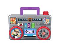 Fisher-Price Laugh & Learn Busy Boombox - UK English Edition, retro-inspired musical infant activity toy with learning content for baby and toddlers, GYC18