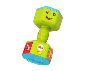 Fisher-Price Laugh & Learn Countin' Reps Dumbbell - UK English Edition, musical rattle toy with learning content for baby and toddler ages 6-36 months, GRF30,Multicolor,6.5 x 14 x 7.01 cm