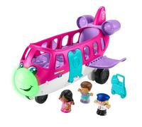 Fisher-Price Little People Barbie Toy Airplane for Toddlers with Lights Music and Folding Stairs, Little Dream Plane, 4 Play Pieces, Multi-Language Version, HRC38