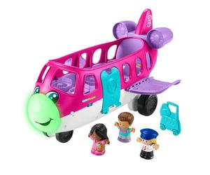 Fisher-Price Little People Barbie Toy Airplane for Toddlers with Lights Music and Folding Stairs, Little Dream Plane, 4 Play Pieces, Multi-Language Version, HRC38
