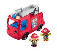 Fisher-Price Little People Toddler Toy Fire Truck Musical Push-Along Vehicle with 2 Figures for Kids Ages 1+ Years, Multilanguage Version, HYR88