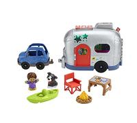 Fisher-Price Little People Light-Up Learning Camper Multilanguage Edition, 2-in-1 vehicle and playset with lights and songs for ages 1 & up