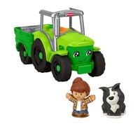 Fisher-Price Little People Toddler Toy Push & Play Tractor Push-Along Musical Farm Vehicle with 2 Figures for Pretend Play Kids Ages 1+ Years, JCW70