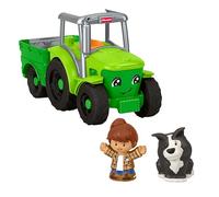 Fisher-Price Little People Toddler Toy Push & Play Tractor Push-Along Musical Farm Vehicle with 2 Figures for Pretend Play Kids Ages 1+ Years, JGX12