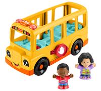 Fisher-Price Little People Toddler Toy School Bus Musical Push-Along Vehicle with 2 Figures for Pretend Play Ages 1+ Years
