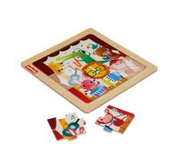 Fisher-Price Mini wooden puzzle contains 1 puzzle with 9 easy to connect pieces.