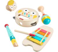 Fisher-Price Toddler Toy Wooden Musical Instruments Gift Set with 6 Wood Pieces for Developmental Play Kids Ages 2+ Years, HXT90