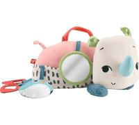 Fisher-Price Newborn Toy Planet Friends Tummy Time Roaming Rhino Plush with Sensory Activities for Babies Ages 0+ Months, HYR55