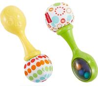 Fisher-Price Newborn Toys Rattle ‘n Rock Maracas, 2 Soft Musical Instruments for Developmental Play Babies Ages 3+ Months, Green & Yellow, BLT33