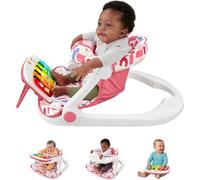 Fisher-Price Portable Baby Chair, Pink Kick & Play Deluxe Sit-Me-Up Seat with Piano Learning Toy & Snack Tray for Infants to Toddlers
