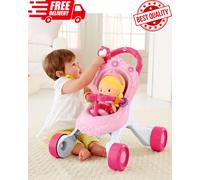 Fisher Price Princess Stroll Along Musical Walker & Doll Stroller Baby Gift Set