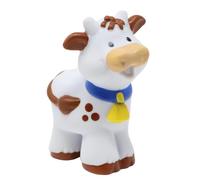 Fisher-Price Replacement Part for Collectible Little People Discovery Farm Barnyard Playset 77309 - Replacement White and Brown Cow - Yellow Bell