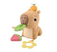 Fisher-Price Baby Sensory Toy Snuggly Snacky Capybara Plush with Newborn Teether & Rattle Activities for Infants Ages 3+ Months, HYR54