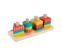 Fisher-Price Toddler Sorting Toy Wooden Shape Stacker, 13 Wood Pieces for Fine Motor Play Preschool Kids Ages 2+ Years, HXV05