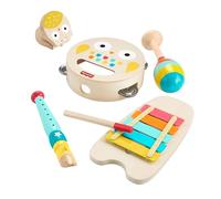 Fisher-Price Toddler Toy Wooden Musical Instruments Gift Set with 6 Wood Pieces for Developmental Play Kids Ages 2+ Years, HXT90