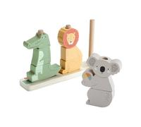 Fisher-Price Wood Baby Toy Stack & Sort Animals, 10 Wooden Pieces for Developmental Play for Infants & Toddlers Ages 1+ Years, HXV04