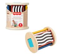 Fisher-Price Wood Crawl-After Roller Baby Toy | Wooden Rattle Activity, Sensory & Motor Skills Play, Infants & Toddlers Ages 6+ Months, JKH17