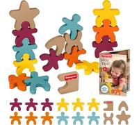 Fisher-Price Wood Montessori Toy Stacking Shapes, American Montessori Society Seal of Excellence, 16-Piece Wooden Learning Activity & Expert Play Tips for Kids Ages 2+ Years, JHC05