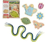 Fisher-Price Wood Preschool Toy Lacing Activity Cards Tiny Garden 10-Piece Set for Fine Motor Skill Development Kids Ages 3+ Years (Amazon Exclusive