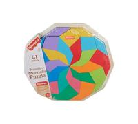 Fisher-Price Wood Preschool Toy Mandala Puzzle with Geometric Design, 41 Wooden Pieces for Kids Ages 3+ Years, HXT94