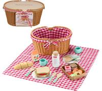 Fisher-Price Pretend Play Set Wooden Picnic Basket with Food