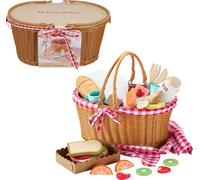 Fisher-Price Pretend Play Set Wooden Picnic Basket with Food